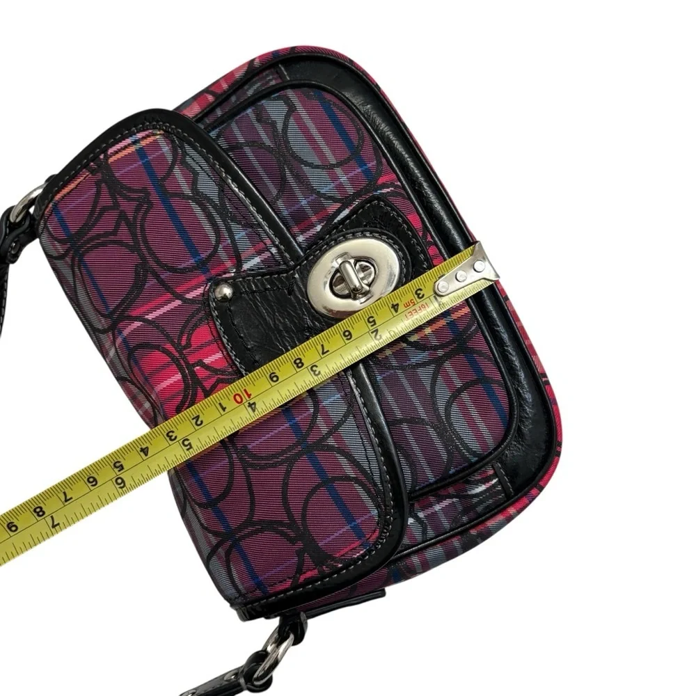 Coach F15477 vintage Y2K tartan pink purple black plaid mini legacy bag